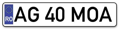Placuta inmatriculare numar auto  AG-40-MOA, AG 40 MOA, AG40MOA