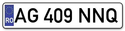 Placuta inmatriculare numar auto  AG-409-NNQ, AG 409 NNQ, AG409NNQ