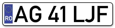 Placuta inmatriculare numar auto  AG-41-LJF, AG 41 LJF, AG41LJF