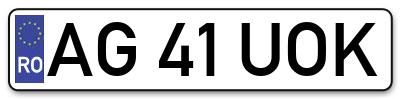 Placuta inmatriculare numar auto  AG-41-UOK, AG 41 UOK, AG41UOK