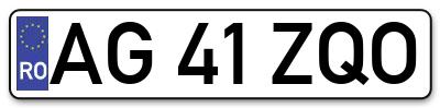 Placuta inmatriculare numar auto  AG-41-ZQO, AG 41 ZQO, AG41ZQO