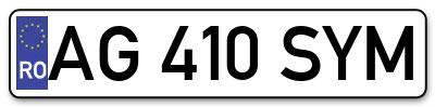 Placuta inmatriculare numar auto  AG-410-SYM, AG 410 SYM, AG410SYM
