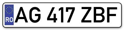 Placuta inmatriculare numar auto  AG-417-ZBF, AG 417 ZBF, AG417ZBF