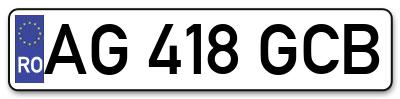 Placuta inmatriculare numar auto  AG-418-GCB, AG 418 GCB, AG418GCB