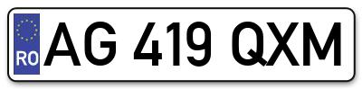 Placuta inmatriculare numar auto  AG-419-QXM, AG 419 QXM, AG419QXM