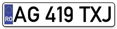 Placuta inmatriculare numar auto  AG-419-TXJ, AG 419 TXJ, AG419TXJ