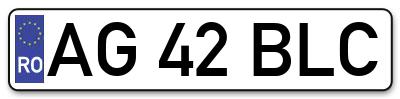 Placuta inmatriculare numar auto  AG-42-BLC, AG 42 BLC, AG42BLC