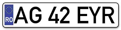 Placuta inmatriculare numar auto  AG-42-EYR, AG 42 EYR, AG42EYR