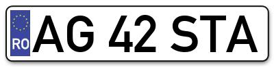 Placuta inmatriculare numar auto  AG-42-STA, AG 42 STA, AG42STA
