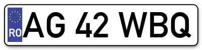 Placuta inmatriculare numar auto  AG-42-WBQ, AG 42 WBQ, AG42WBQ