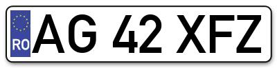 Placuta inmatriculare numar auto  AG-42-XFZ, AG 42 XFZ, AG42XFZ