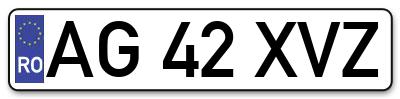 Placuta inmatriculare numar auto  AG-42-XVZ, AG 42 XVZ, AG42XVZ