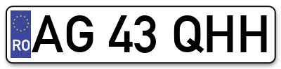 Placuta inmatriculare numar auto  AG-43-QHH, AG 43 QHH, AG43QHH