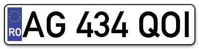 Placuta inmatriculare numar auto  AG-434-QOI, AG 434 QOI, AG434QOI