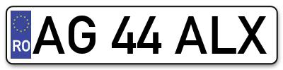 Placuta inmatriculare numar auto  AG-44-ALX, AG 44 ALX, AG44ALX