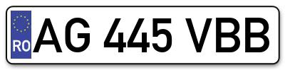Placuta inmatriculare numar auto  AG-445-VBB, AG 445 VBB, AG445VBB