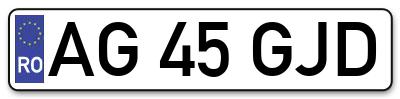 Placuta inmatriculare numar auto  AG-45-GJD, AG 45 GJD, AG45GJD