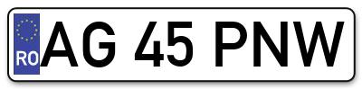 Placuta inmatriculare numar auto  AG-45-PNW, AG 45 PNW, AG45PNW