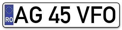 Placuta inmatriculare numar auto  AG-45-VFO, AG 45 VFO, AG45VFO