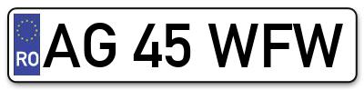 Placuta inmatriculare numar auto  AG-45-WFW, AG 45 WFW, AG45WFW