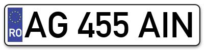 Placuta inmatriculare numar auto  AG-455-AIN, AG 455 AIN, AG455AIN