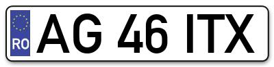 Placuta inmatriculare numar auto  AG-46-ITX, AG 46 ITX, AG46ITX