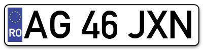 Placuta inmatriculare numar auto  AG-46-JXN, AG 46 JXN, AG46JXN