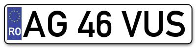 Placuta inmatriculare numar auto  AG-46-VUS, AG 46 VUS, AG46VUS