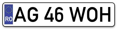 Placuta inmatriculare numar auto  AG-46-WOH, AG 46 WOH, AG46WOH