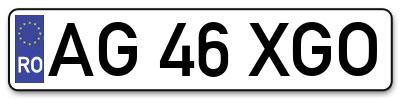 Placuta inmatriculare numar auto  AG-46-XGO, AG 46 XGO, AG46XGO