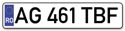 Placuta inmatriculare numar auto  AG-461-TBF, AG 461 TBF, AG461TBF