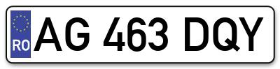 Placuta inmatriculare numar auto  AG-463-DQY, AG 463 DQY, AG463DQY