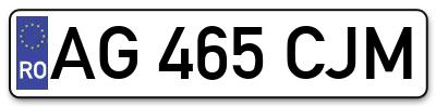 Placuta inmatriculare numar auto  AG-465-CJM, AG 465 CJM, AG465CJM