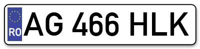 Placuta inmatriculare numar auto  AG-466-HLK, AG 466 HLK, AG466HLK