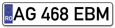 Placuta inmatriculare numar auto  AG-468-EBM, AG 468 EBM, AG468EBM