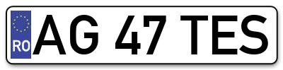 Placuta inmatriculare numar auto  AG-47-TES, AG 47 TES, AG47TES