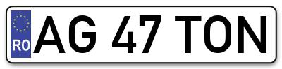 Placuta inmatriculare numar auto  AG-47-TON, AG 47 TON, AG47TON
