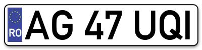 Placuta inmatriculare numar auto  AG-47-UQI, AG 47 UQI, AG47UQI