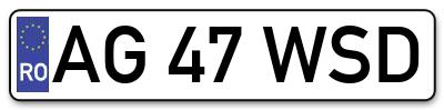 Placuta inmatriculare numar auto  AG-47-WSD, AG 47 WSD, AG47WSD