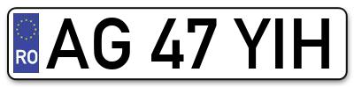 Placuta inmatriculare numar auto  AG-47-YIH, AG 47 YIH, AG47YIH