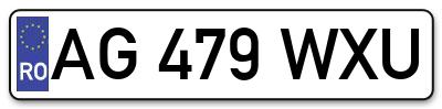 Placuta inmatriculare numar auto  AG-479-WXU, AG 479 WXU, AG479WXU