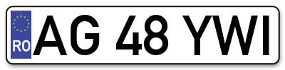 Placuta inmatriculare numar auto  AG-48-YWI, AG 48 YWI, AG48YWI