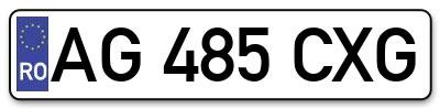 Placuta inmatriculare numar auto  AG-485-CXG, AG 485 CXG, AG485CXG