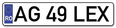 Placuta inmatriculare numar auto  AG-49-LEX, AG 49 LEX, AG49LEX