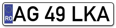 Placuta inmatriculare numar auto  AG-49-LKA, AG 49 LKA, AG49LKA