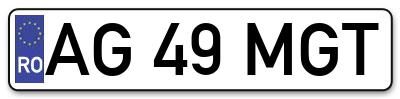 Placuta inmatriculare numar auto  AG-49-MGT, AG 49 MGT, AG49MGT