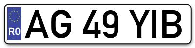 Placuta inmatriculare numar auto  AG-49-YIB, AG 49 YIB, AG49YIB