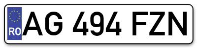 Placuta inmatriculare numar auto  AG-494-FZN, AG 494 FZN, AG494FZN