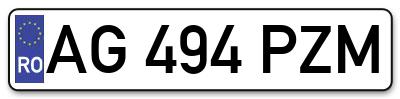 Placuta inmatriculare numar auto  AG-494-PZM, AG 494 PZM, AG494PZM