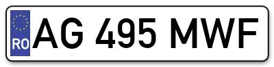 Placuta inmatriculare numar auto  AG-495-MWF, AG 495 MWF, AG495MWF
